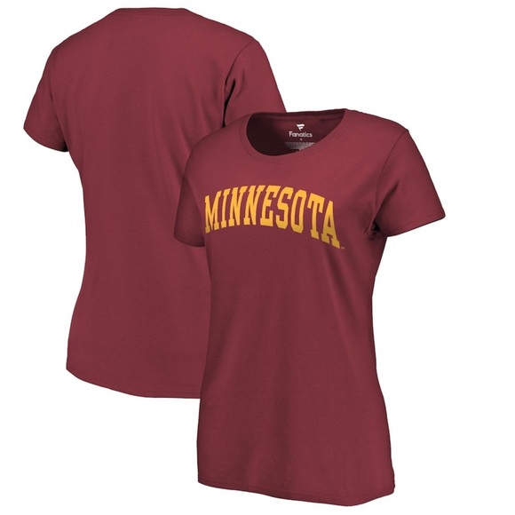 NWT Minnesota Golden Gophers Fanatics Women's Basic Arch T-Shirt - Maroon Large - Picture 1 of 7